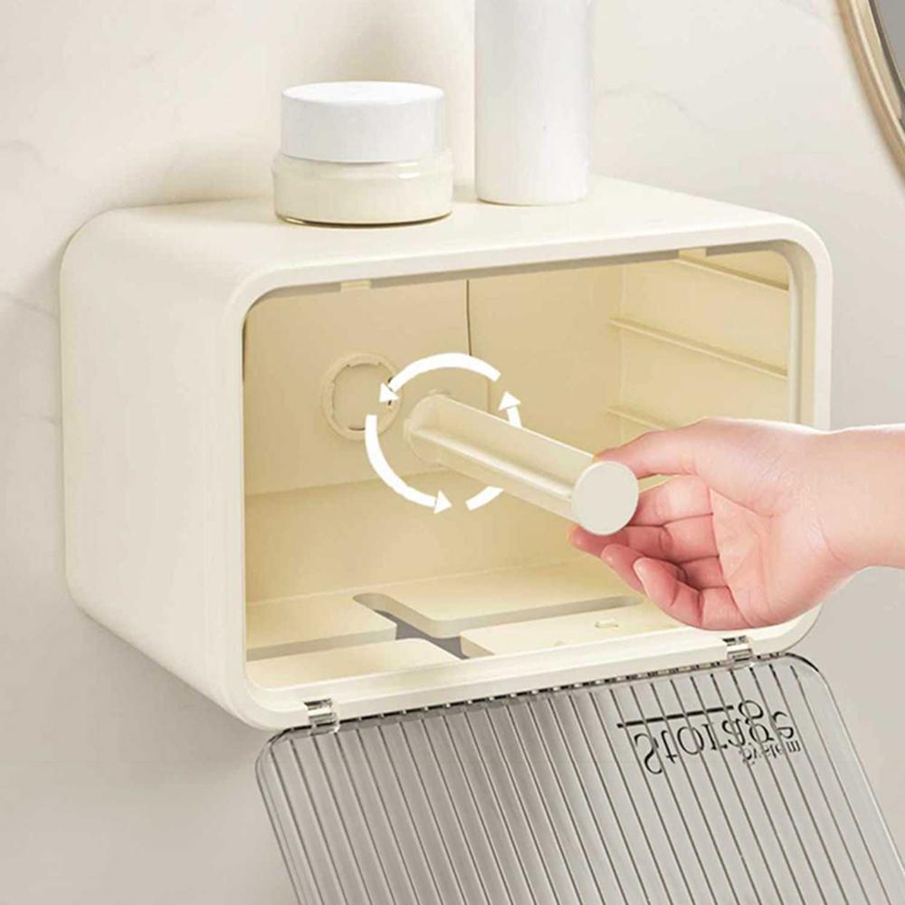 Wall Mounted Transparent Waterproof Tissue Box for Toilet Dormitory Bathroom Roll Paper Face Towel Storage Organizer