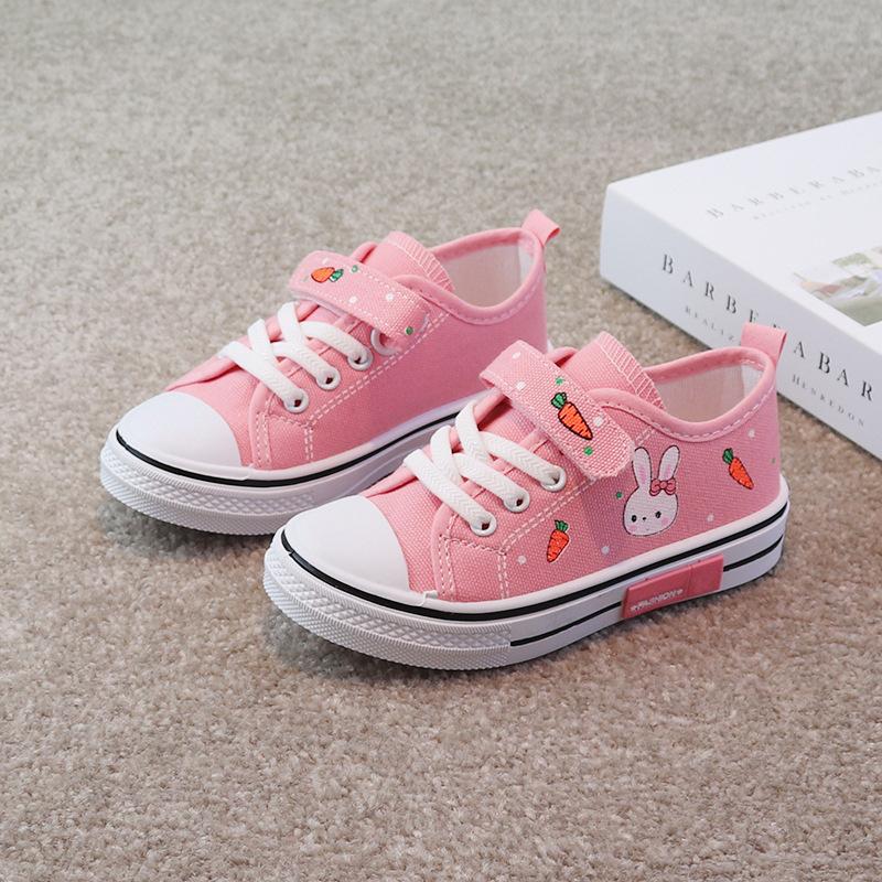 Kids Shoes Girl Sneakers Cute Cartoon Rabbit Flats Children Casual Sneakers Canvas Sports Tennis Shoes for Girl