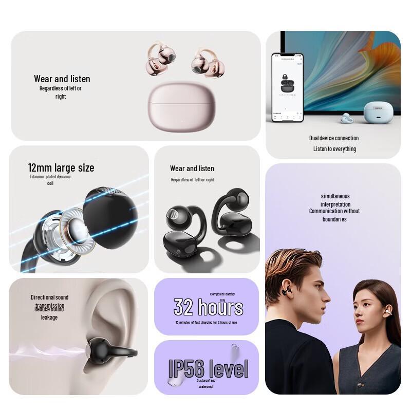 

Edifier Comfo Clip Q Open-Ear Bluetooth Translator Earbuds