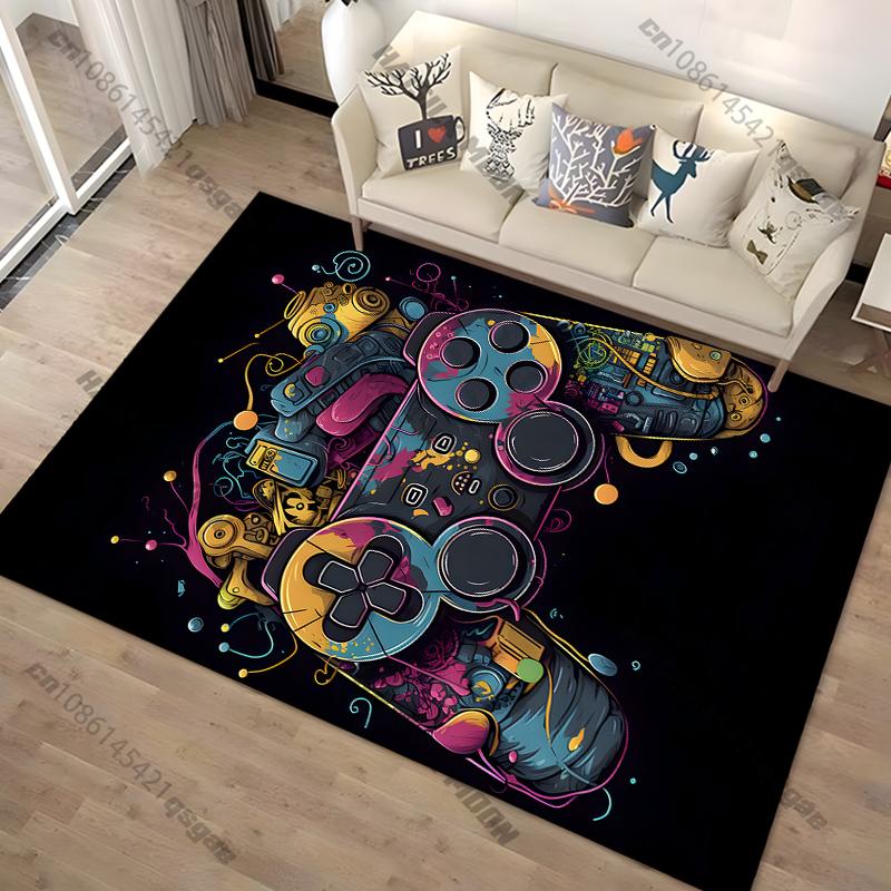 Modern Colorful Gaming Themed Carpet Non Slip Floor Mat for Living Room Kitchen Entrance Door Balcony Washable Rug Home Decor