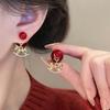 Red Bead Pony Pendant Earrings Earrings New Chinese Retro Versatile Earrings