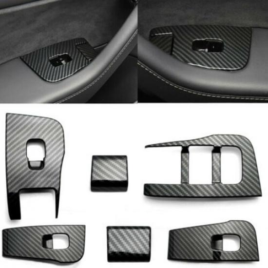 6x Carbon Fiber Car Window Lift Regulator Cover Trim For Tesla Model 3 2018-2022