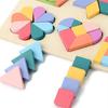 Wooden Geometry Puzzle Board Game Preschool Color Learning Geometric Shape Matching Puzzle Toddlers Boys Girls Educational Puzzle Toy
