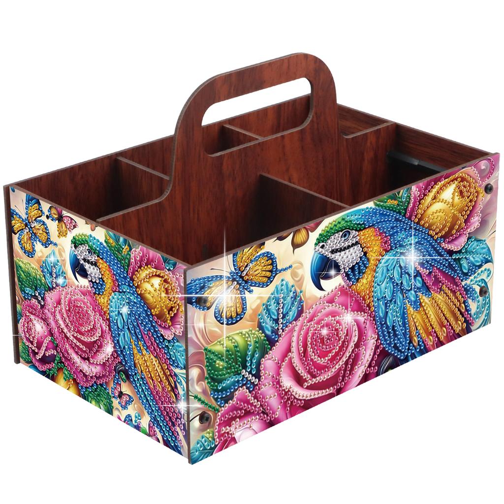 DIY Wooden Diamond Art Painting Storage Box Kit with Handheld Diamond Art Painting Holder Box for Home Office Decor Crafts Gift