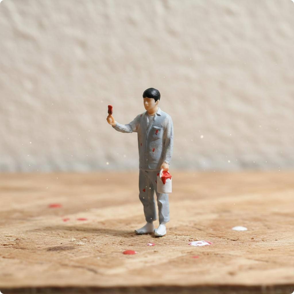 1/64 Scale Painter Figurine Realistic Design Miniature Construction Worker Model Highly Detailed