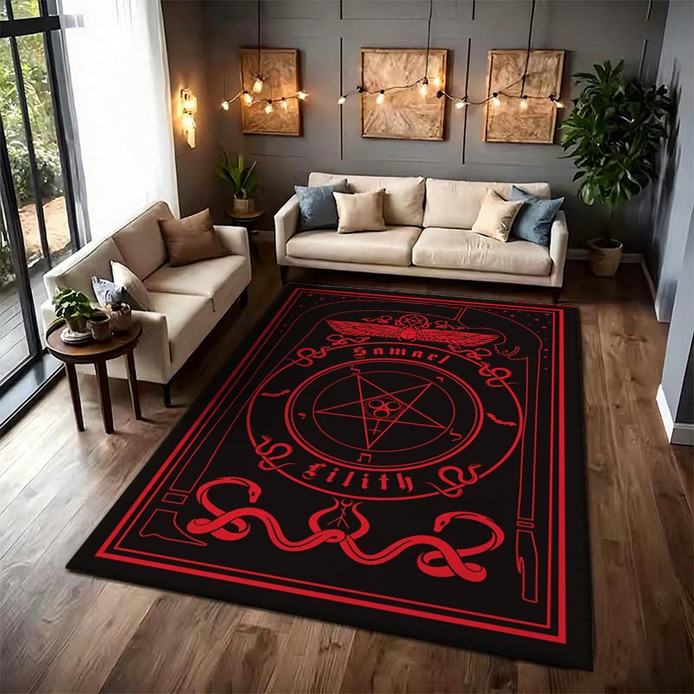 Dark Occult Pentagram Ritual Theme Indoor Rug Allseason Carpet For Bedroom Study Home Decor Halloween Gift