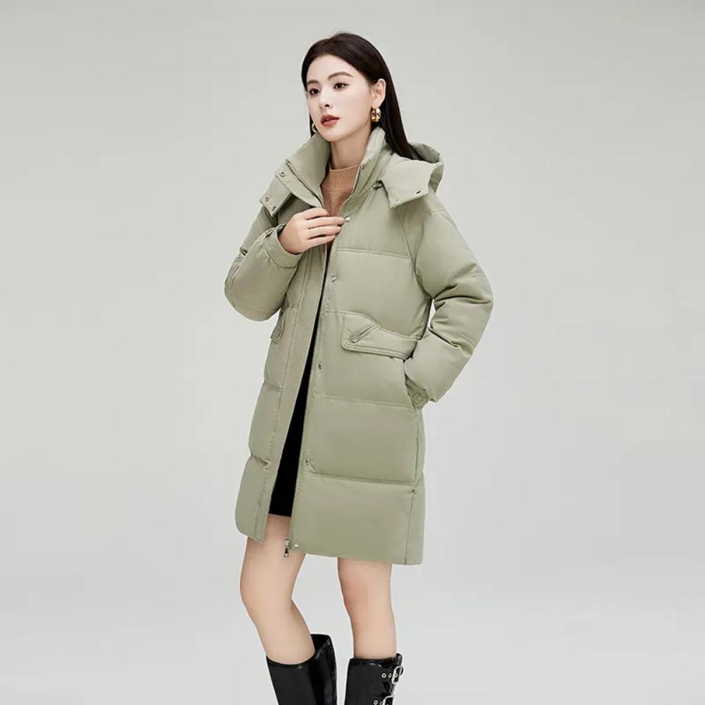 Cotton-padded Jacket Women's Mid-length Hooded Korean Winter Jacket Down Cotton-padded Jacket Thickened To Keep Warm