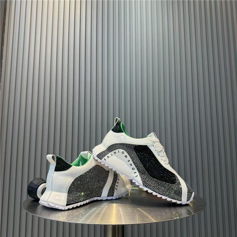 Low-top hot diamond design comfortable spring and summer new casual shoes trendy shoes lace-up color matching bm