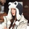 Cute Rabbit Ear Plush Hat for Women In Winter Plush Warm Lei Feng Hat Riding Cold Northeast Ear Protection Hat Thick