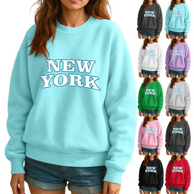 Rundhals-Sweatshirt für Damen Herbst Grafik-Sweatshirts Urlaub Langarm Überschnittener Pullover