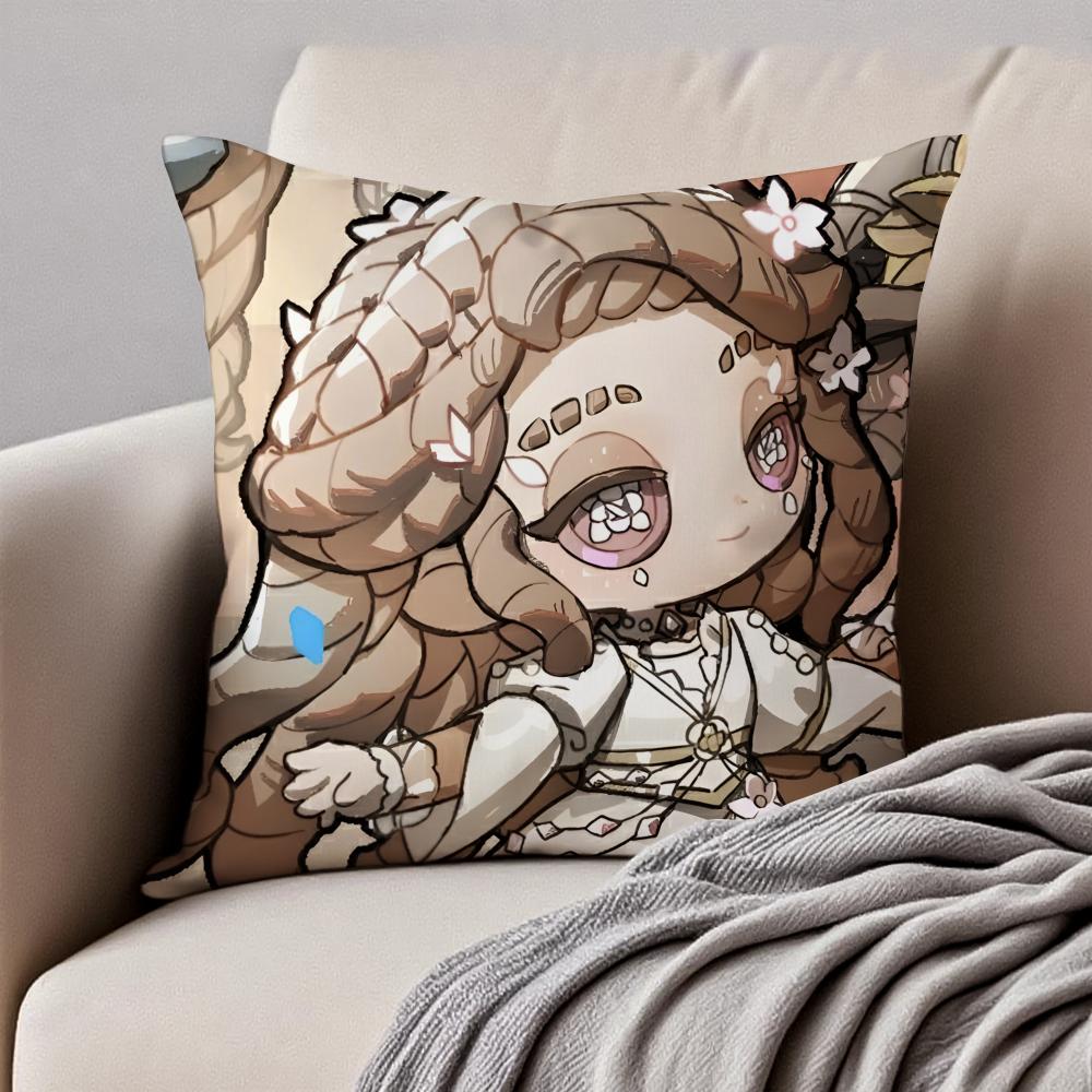 I-Identity V Memory Little Girl A-Alice Deross Cushion Cover Pillowcase Anti-Dustmite Invisible Zipper Short Plush Sofa Cushion