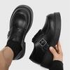 Sapatos de couro Z primavera estilo britânico retrô aumento cabeça grande derby sapatos preto casual