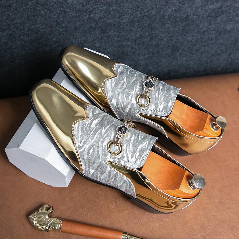 Fashion New Trend Fashion Shoes Mens Charm Pointed Mirror Leather Shoes Male Dress Wedding Prom Homecoming loafers Footwear Party Flats