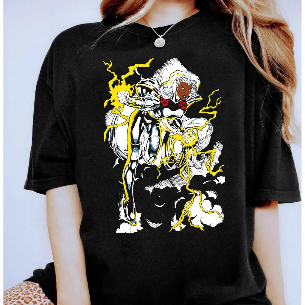 Vintage Storm Action Graphic Tshirt for Men Women Prue Cotton Tee Fitness Print Workout Tee Streetwear Harajuku Men Clothing Top