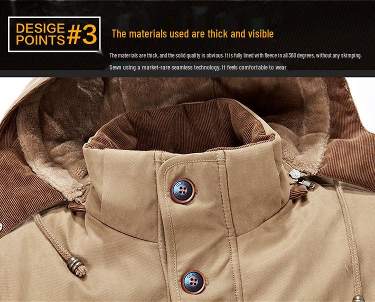 Youth Blue Fleece-Lined Cotton Jacket with Zipper, Detachable Collar, 3D Patch Pockets, and Casual Loose Fit - In Stock
