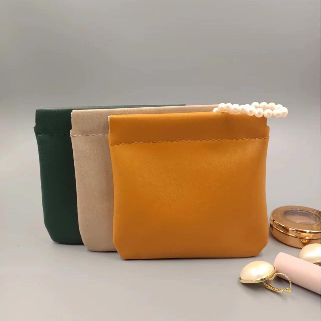 Compact PU Multipurpose Pouch: Lipstick, Coins, Jewelry, Earphones Storage.