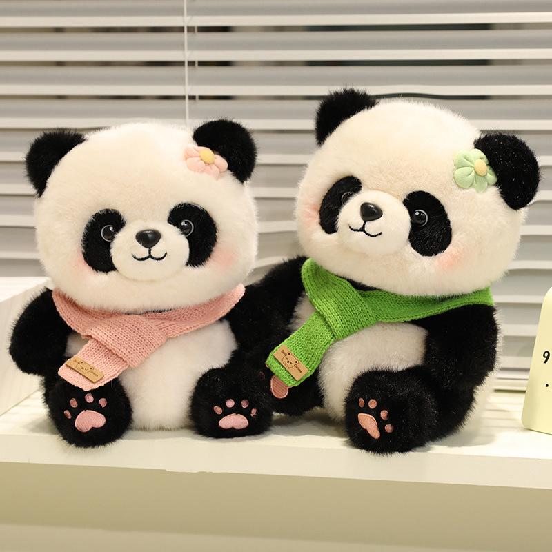 Niedlicher niedlicher Schal Panda Puppe Plüschtier Zoo Schwarz-Weiß Panda Puppe Kinder Beruhigungs-Stoffpuppe