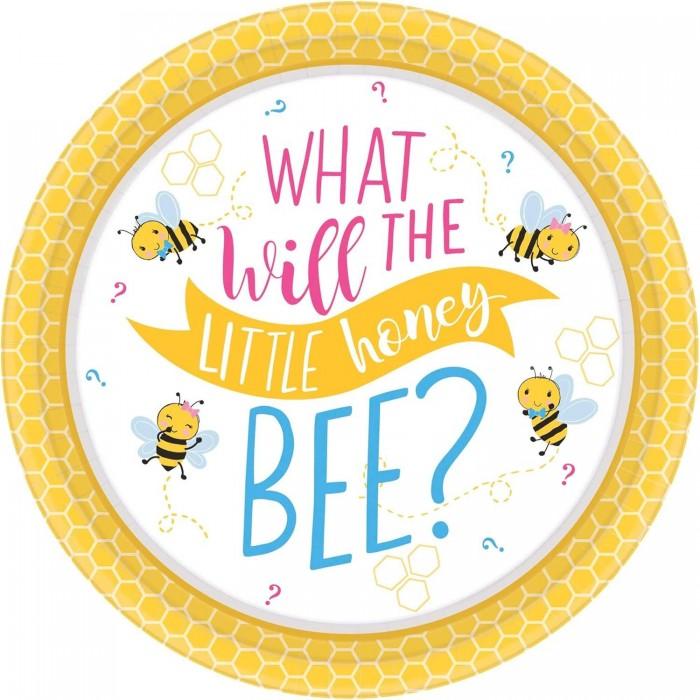 Amscan What Will It Bee? Paper Gender Reveal Party Plates (Pack of 8)