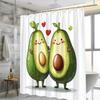 ~O~Fun Avocado Shower Curtain - Red Hearts & Cartoon Design, Polyester, 12 Hooks, Cheerful Bathroom Decor, Great for Youngsters