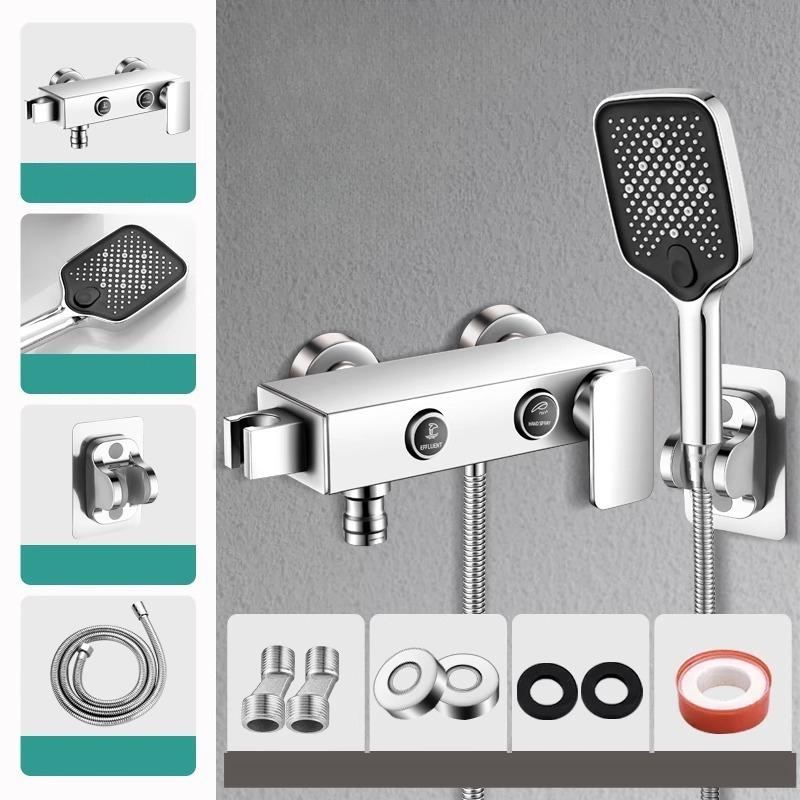 Einfache Mischbatterie Badewannenarmatur Badezimmer Kalt- und Warmwasserarmatur für Badewanne Druckverstärktes Duschkopf-Set