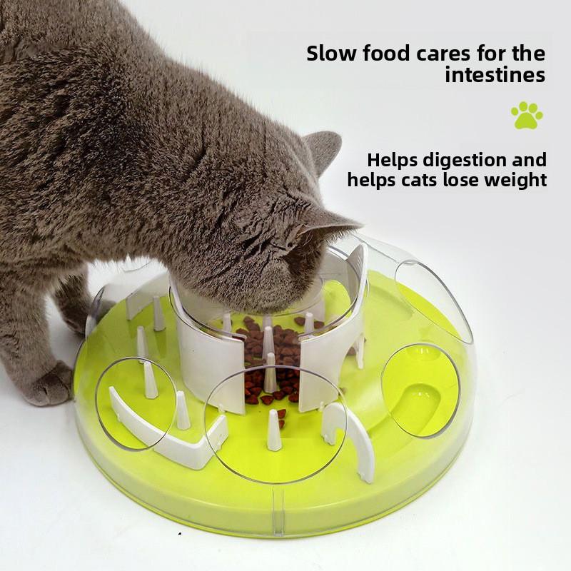 Cat Slow Feeder Puzzle Bowl Toy, Interactive Training Food Game For Boredom Relief, Combination Pet Supply For Indoor Cats
