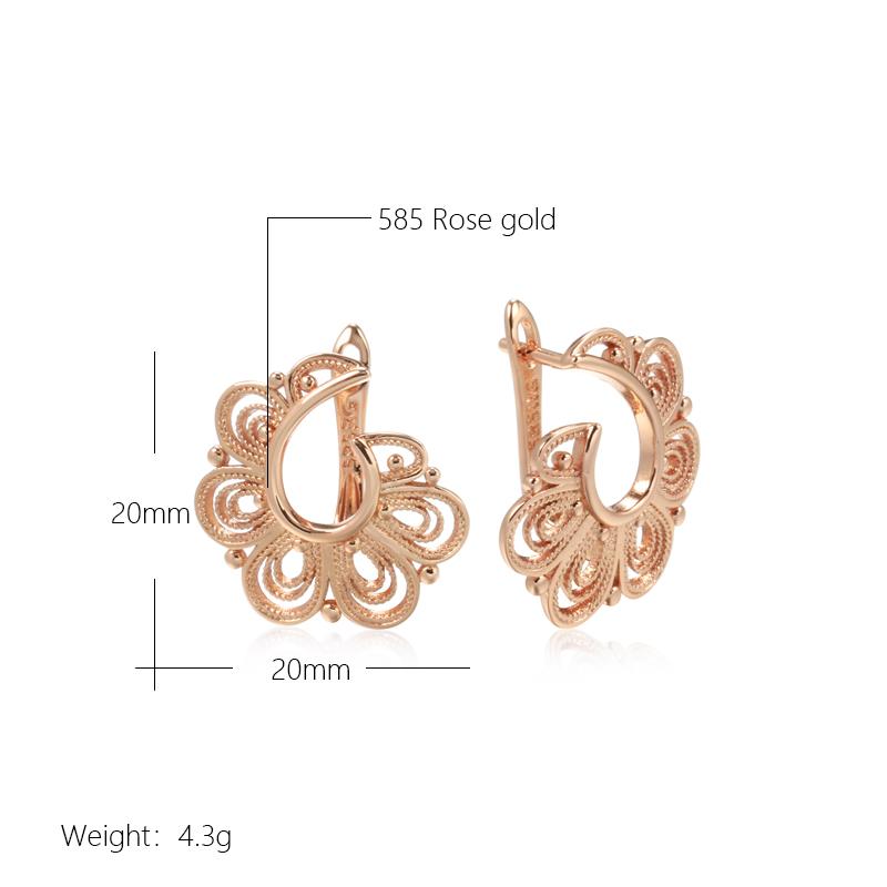 New  Rose Gold Drop Earrings For Women Unusual Metal Sculpture Flower Earrings Fashion Ethnic Bridal Vintage Jewelry