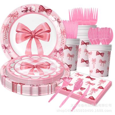 Bows, Birthday Decorations, Party Supplies, Theme Arrangement, Disposable Banners, Flags, Dinner Plates, Paper Cups, Paper Towels