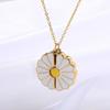 Handmade Glaze Oil Chrysanthemum Pendant Titanium Steel Daisy Necklace  Female Lady Girl