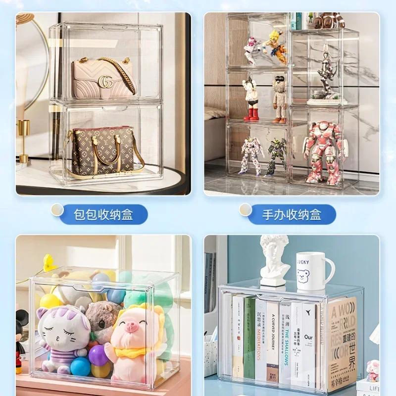 Transparent Plastic Storage Box A4 Size Stackable Desktop Organizer Large Capacity Container for Book Document Toy Sundries