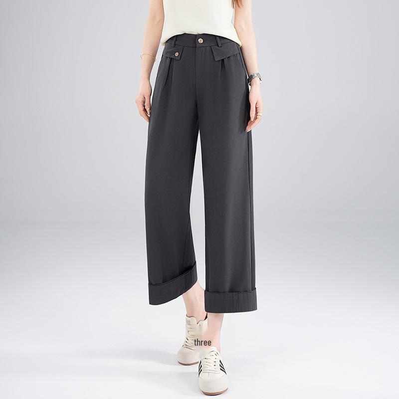 High-Waist Slimming Pleated Pants, Nine-Tenths Length, Spring/Summer 2026 Fashion, Yamamoto Fuyun Design, Thin and Stylish for Commuting.