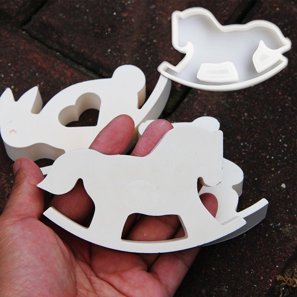 Silicone Mould Rocking Horse Resin Molds Lovely Animal Castings Molds Ornament Plasters Molds for Table Decorations