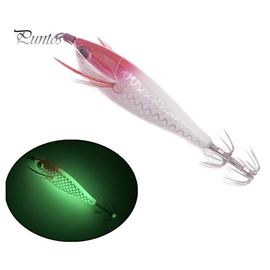Shrimp Bait 5g/8cm Wood Luminous Realistic Fish Eye Sharp Hook Vivid Bright Color Fishing Universal Squid Jigging Artificial Wobblers for Sea