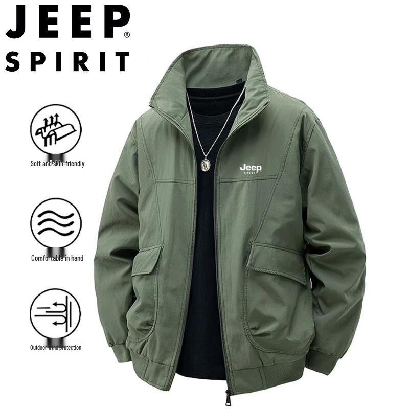 JEEP SPIRIT Herren Locker geschnittene Fliegerjacke mit Stehkragen
