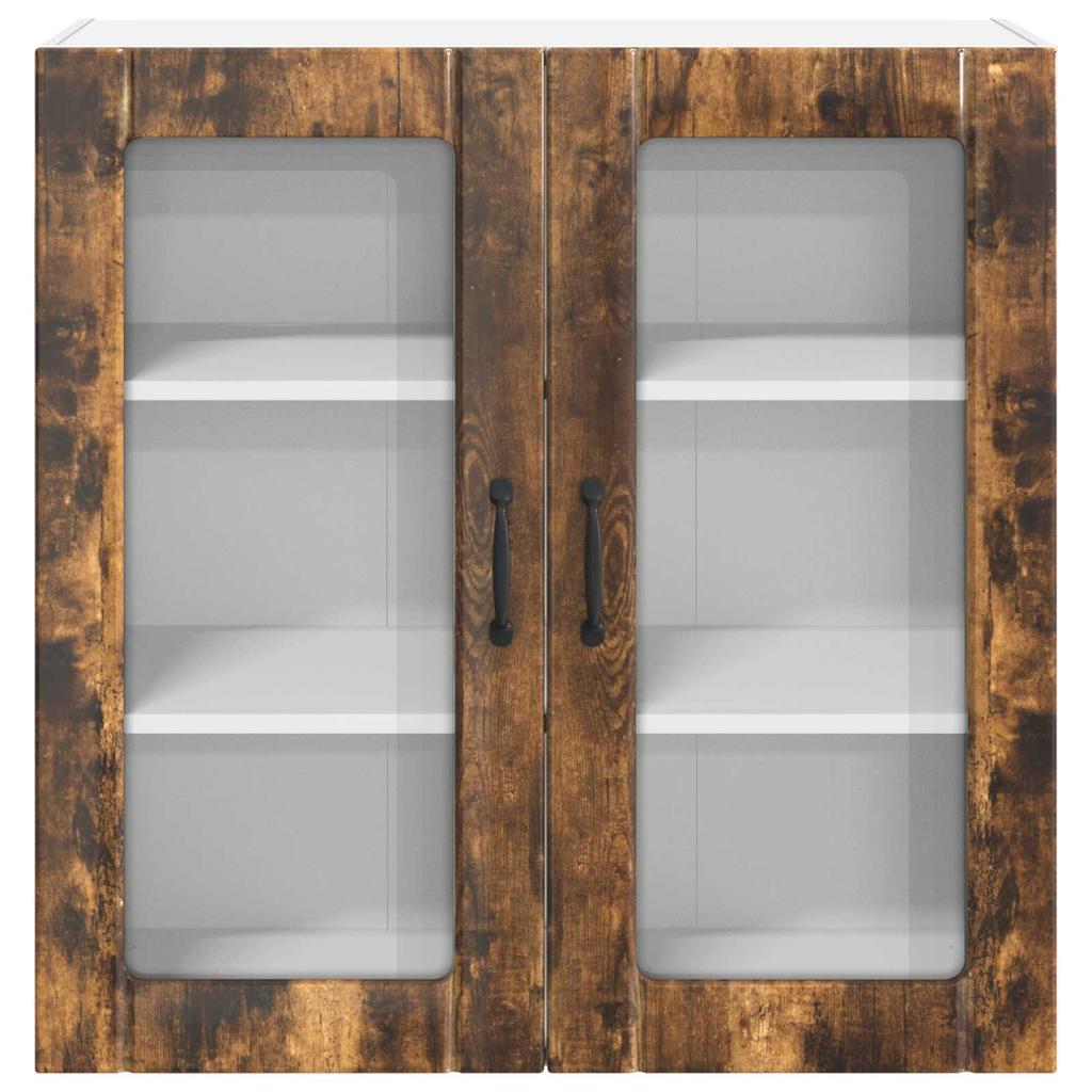 Wall Mounted Glass Cabinet LUCCA Smoked Oak 80 X 31 X 80 Cm