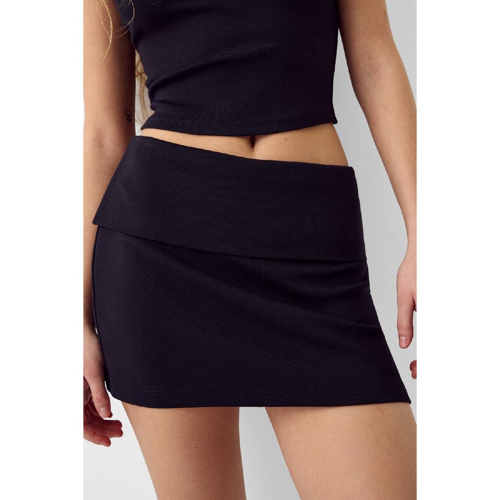 Folded Waist Mini Skirt