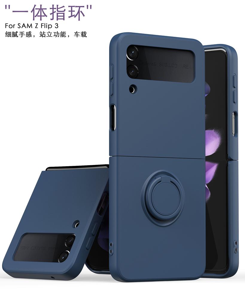 ZFlip3 Folding Screen Mobile Phone Case, Ring Bracket, Imitation Liquid Silicone Integrated Case Zflip4 Anti-skid and Anti-fingerprint.