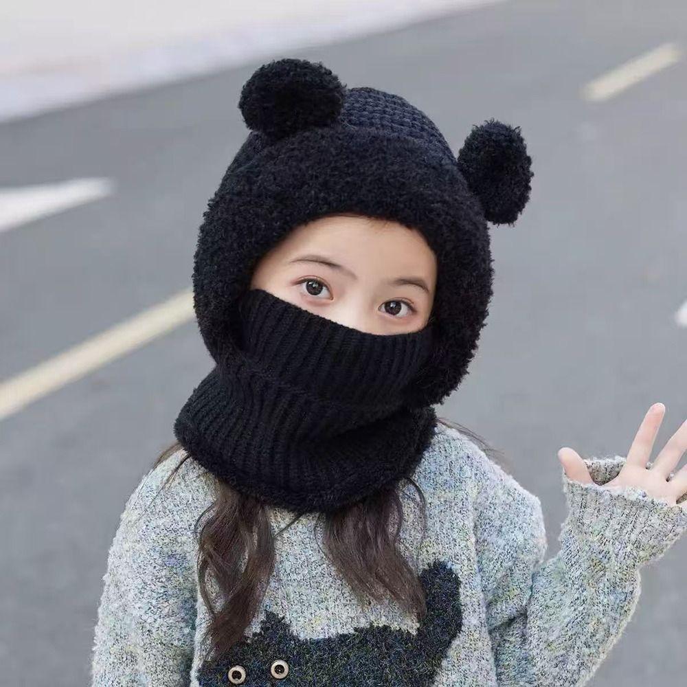 Woolen Kids Winter Hat Windproof Hooded Cap New Neck Warmth Cover Winter