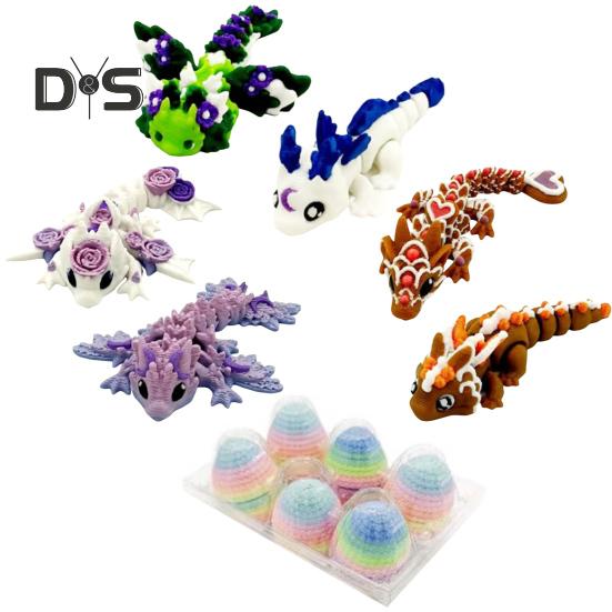 Kleines mysteriöses Drachenei. 3D-gedrucktes Drachenornament. Kräftige Farbe. Realistisch aussehendes Osterei mit voll beweglichem Drachen.