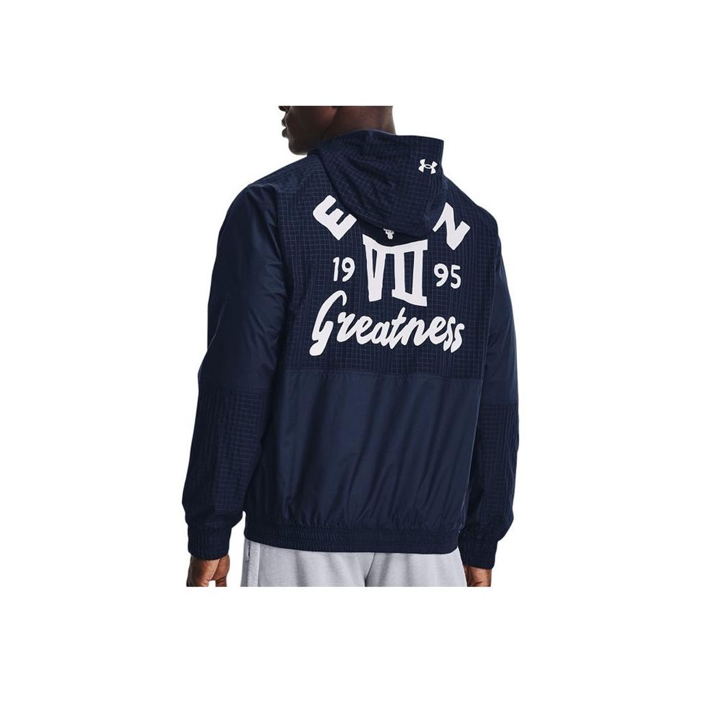 Under Armour Project Rock Casual Printed Hooded Jacket Men Jacket Navy-Blue 1370457-408