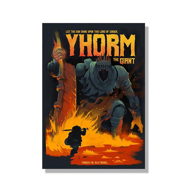 

Мультфильм Dark Souls Игра Музыка Плакаты YHORM THE GIANT Картина на холсте THE ABYSSWALKER Настенное искусство HD Картина Гостиная Домашний декор 21cm×30cm NoFrame