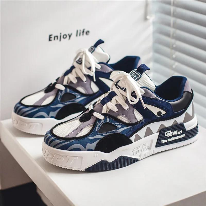 Shoes for Men Casual Platform Sneakes Men Lace Up Trainers Fashion Student Sneakes Mens Vulcanized Walking Shoes Tenis Masculino