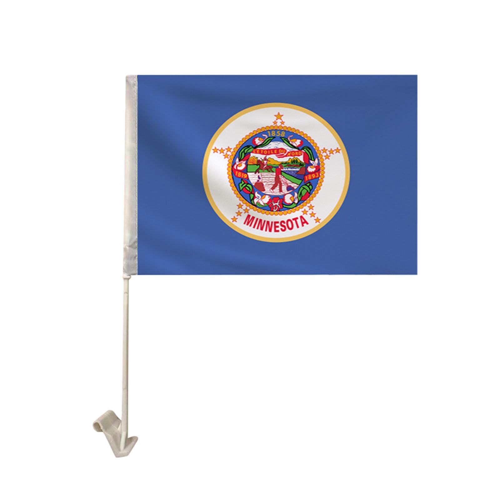 Minnesota Friendship Car Window Flag With Flag Pole  And Fade Proof Outdoor Indoor Decoration (Car Window Flag)