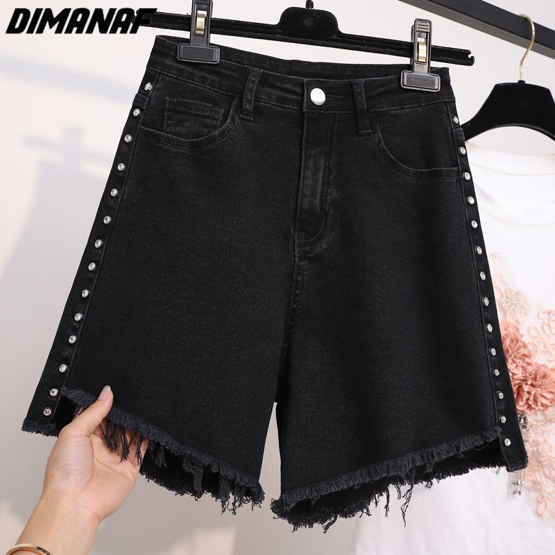 

DIMANAF 2023 летние шорты, джинсовые брюки, женские эластичные брюки, свободные повседневные женские базовые шаровары, черные большие размеры, стиль 5XL