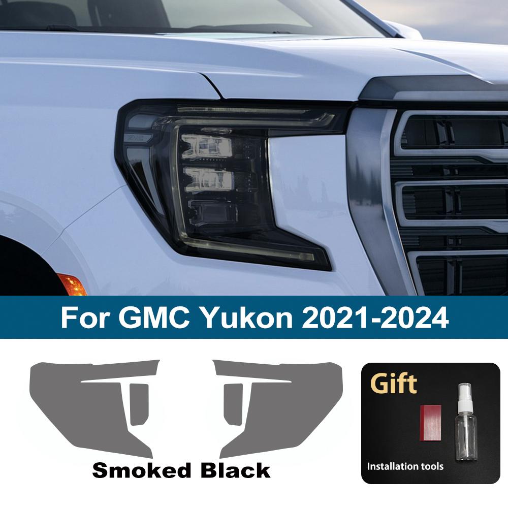 

For GMC Yukon 2015-2026 High Gloss Smoke Black Pre-Cut Headlight Protection Film TPU PPF Kit Anti-Scratch Vinyl Wrap Cover For Yukon 21-24 SMK