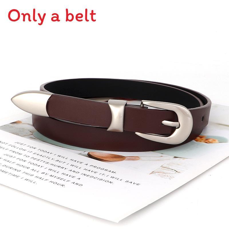 Solid Simple Color Silver Buckle Women Slim Waist Belt Versatile For Use Daily