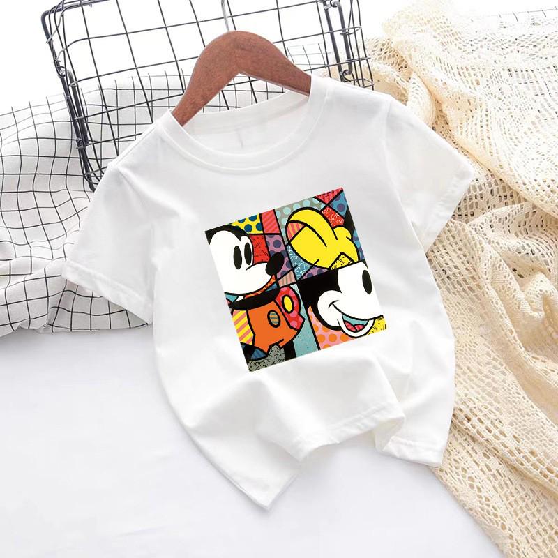 Unisex Kids' Pure Cotton Cartoon T-Shirt - Summer Short Sleeve