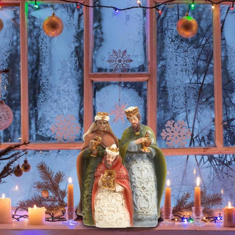 62KD Christmas Nativity Scene Holy Family Figurine Home Decors Centerpieces Figurine