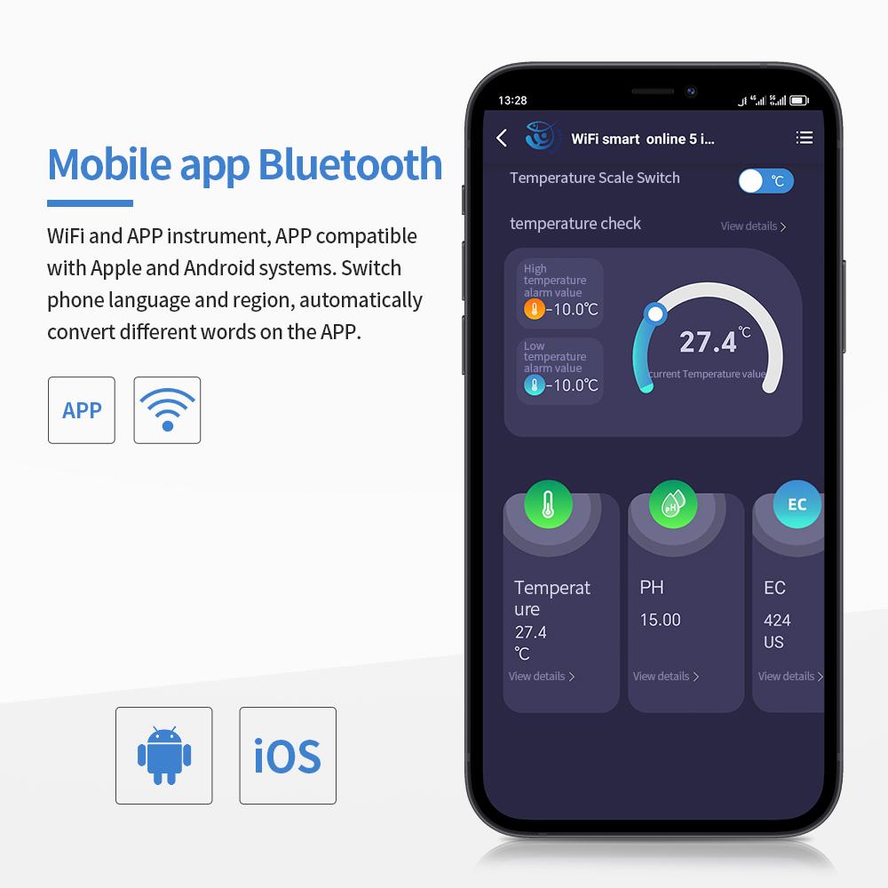 Tuya Bluetooth 9-in-1 Floating Water Quality Tester Digital PH Meter Salinity TDS EC Temp CL S.G CF for Aquarium Hydroponic Pool