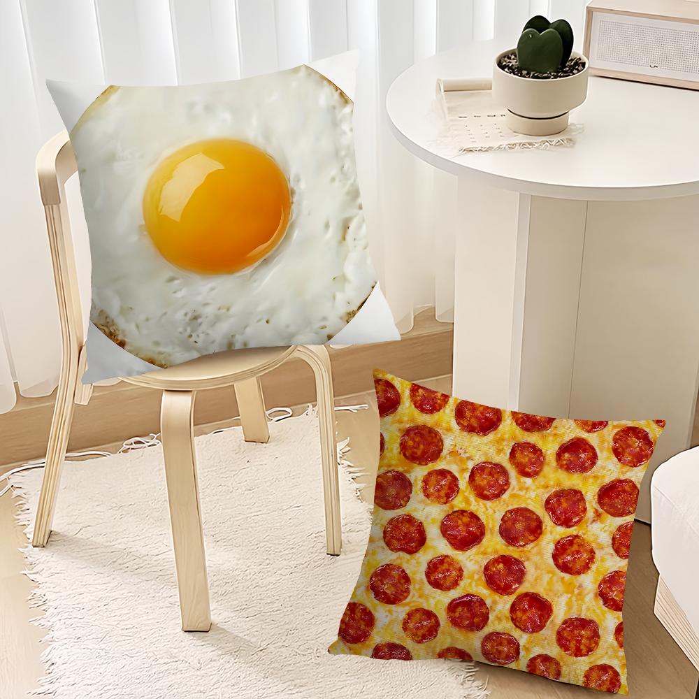 Funny Food Fried Egg Pizza Waffle cushion Living Room Bedroom Headboard Backrest Cushion Square Cushion Nap Time Pillow Case