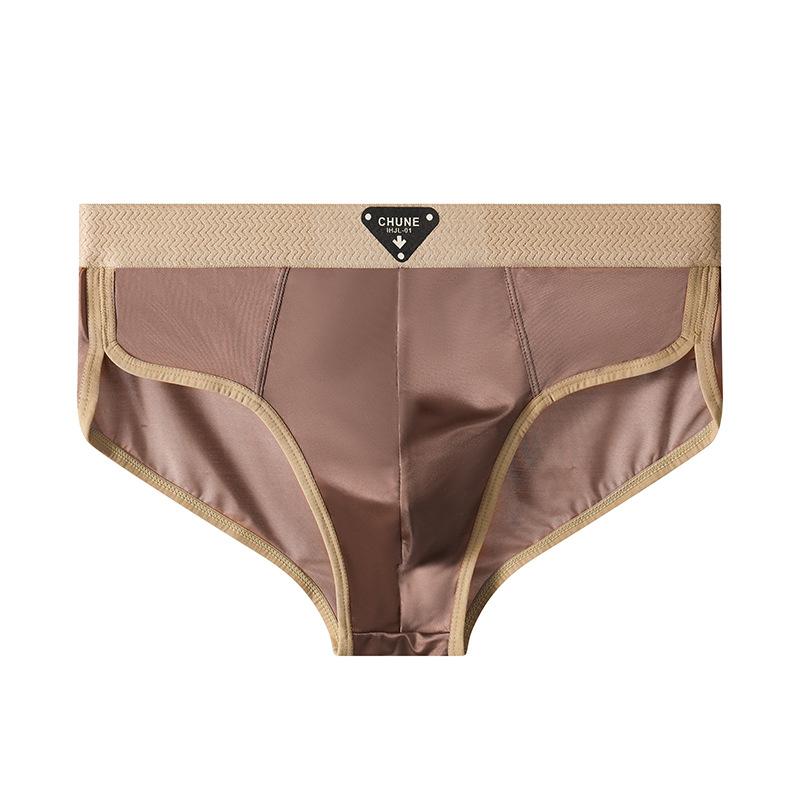 Men's Triangle Underwear Ice Silk New Solid Color Mid Waist Men's Plus Size Breathable Men's Underwear